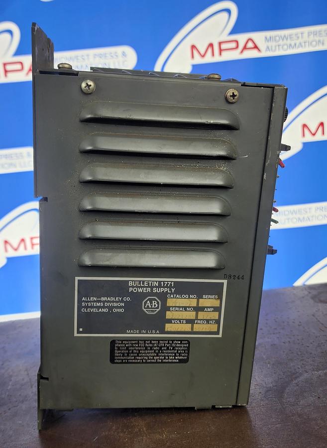Used Allen-Bradley 1771-PA Bulletin 1771 Power Supply