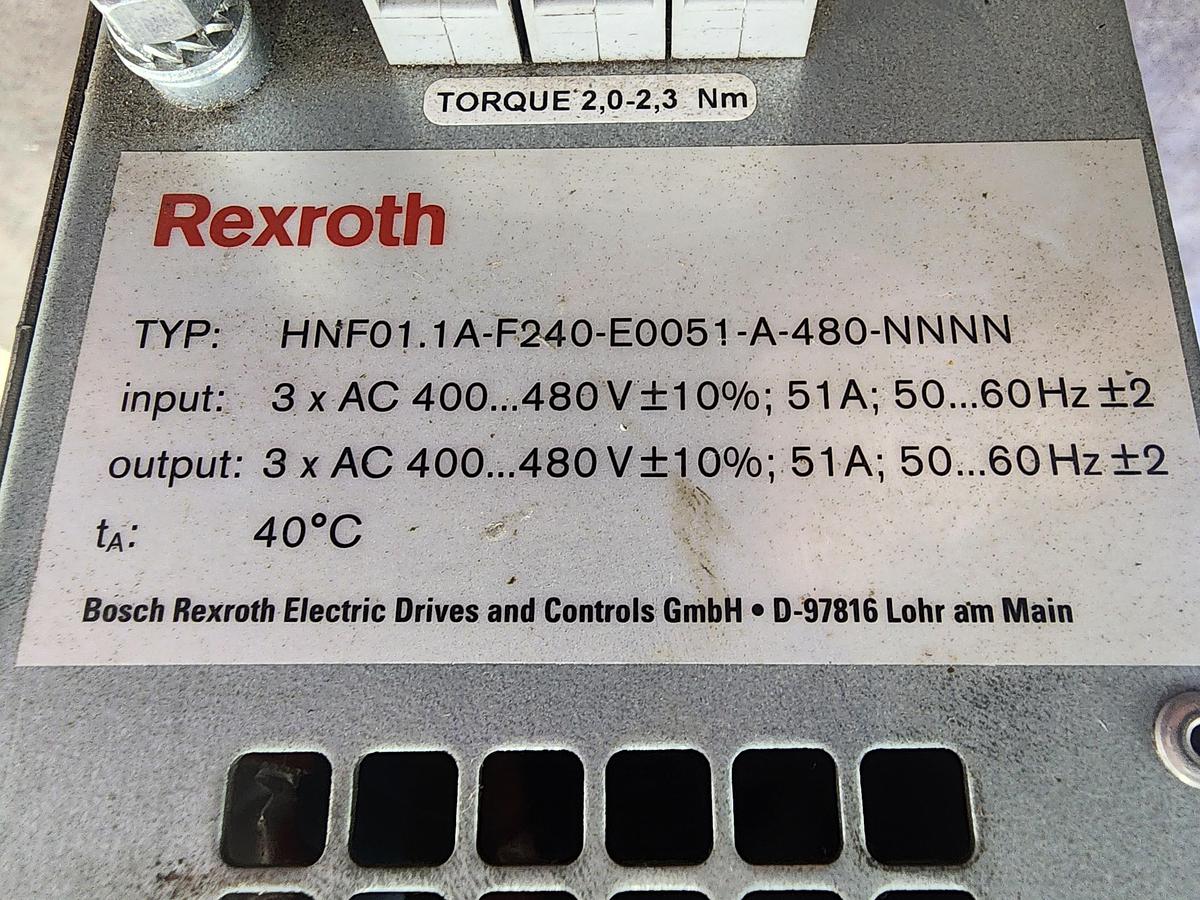 Used Rexroth HNF01.1A-F240-E0051-A-480-NNNN / R911307937 Indradrive Servo Drive