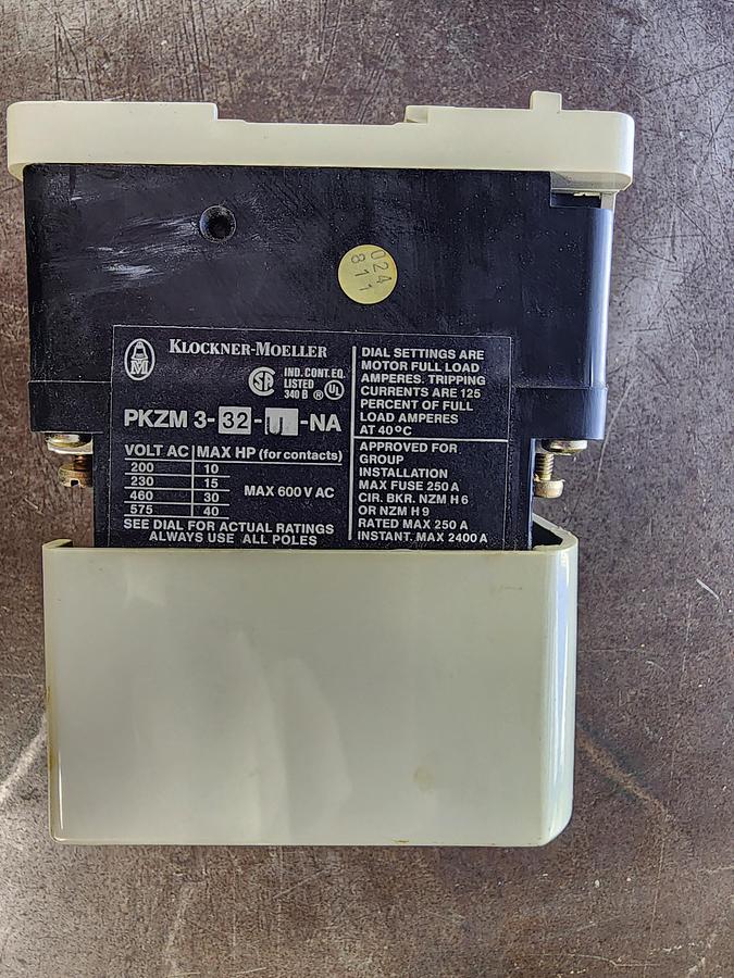 Used Klockner-Moeller PKZM3-32-U-NA Manual Motor Starter