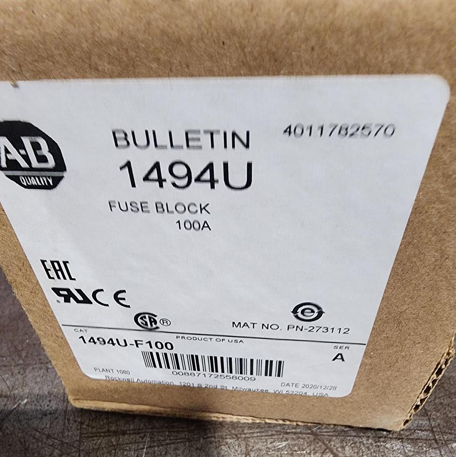 Used Allen-Bradley 1494U-F100 30 A 600 V Fuse Block