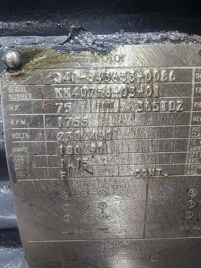 Refurbished Dynamatic 040-643653-0086 Type: EP-1 / 75 HP Motor / 0AT-360750-4141 * REB