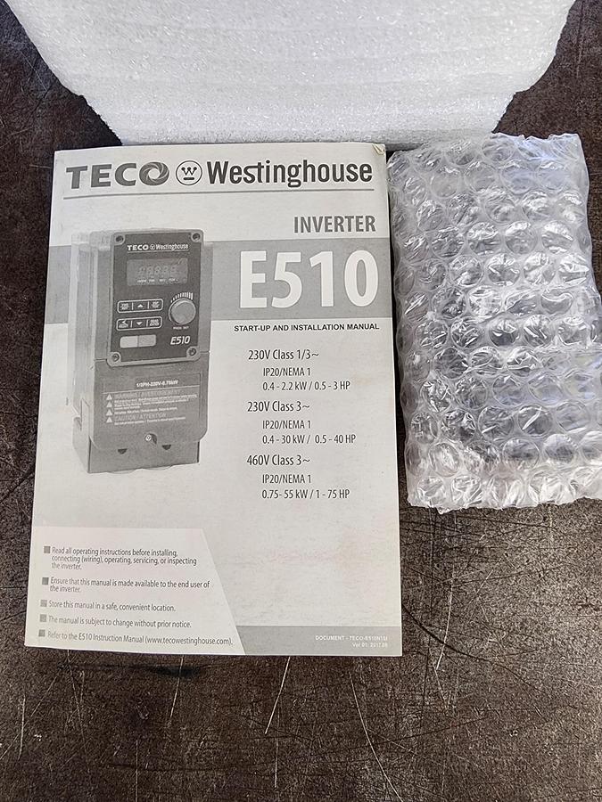 Teco Westinghouse E510-401-H3-U 3 PH-440V-0.75KW 1 HP E510 Variable Frequency Drive