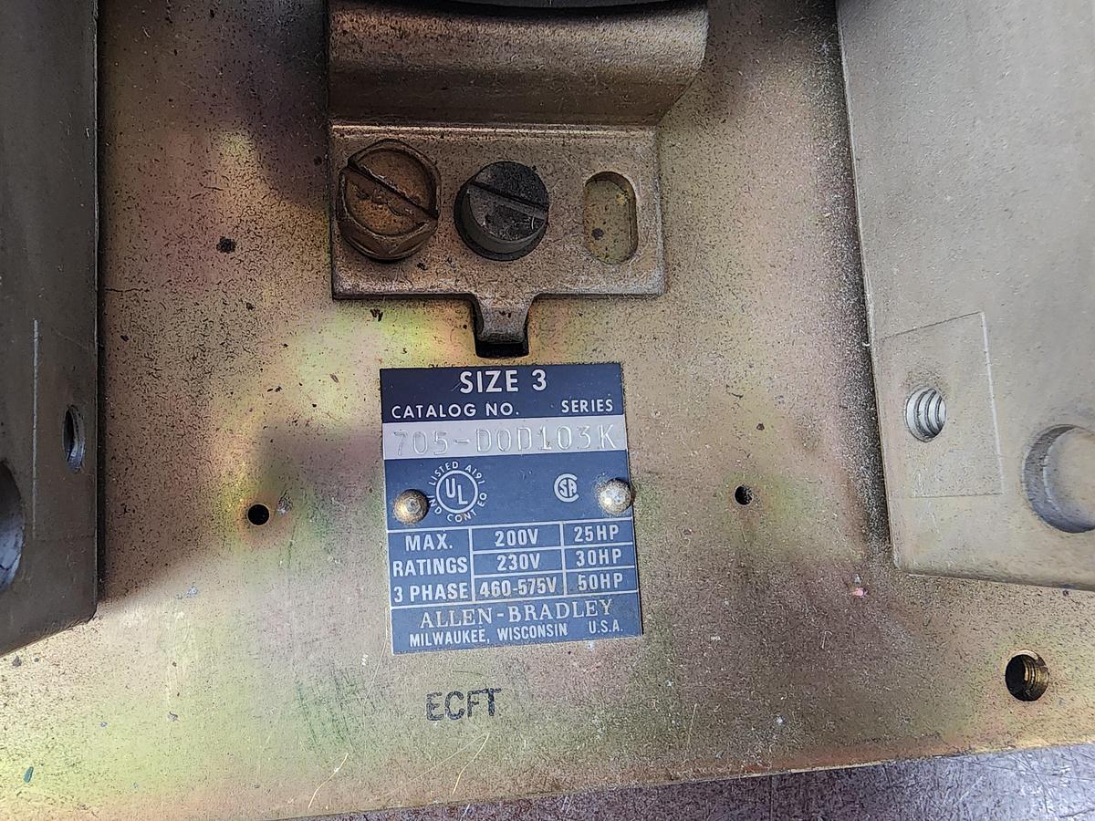 Used Allen-Bradley 705-DOD103 Size 3 Reversing Starter 705-D0D103