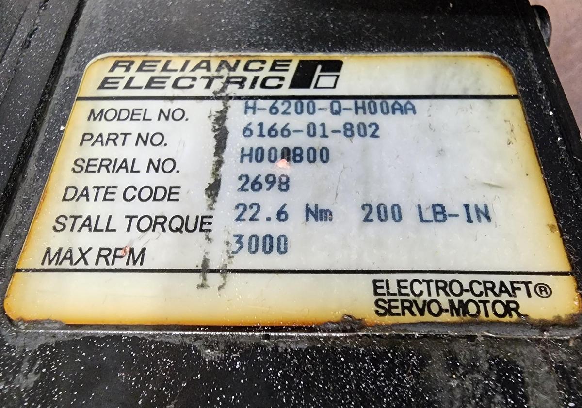 Used Reliance Electric Model: H-6200-Q-H00AA Part #: 6166-01-802 Servo-Motor