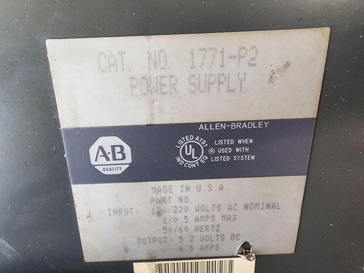 Used Allen-Bradley 1771-A2B 8 Slot I/O Chassis 1771-P2 Power Supply