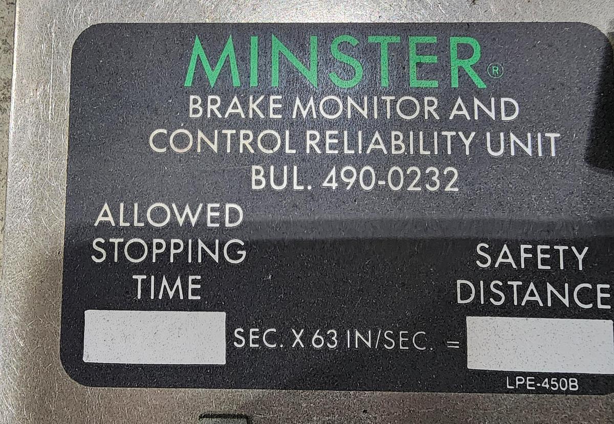 Used Minster 490-0232 Brake Monitor and Control Reliability Unit