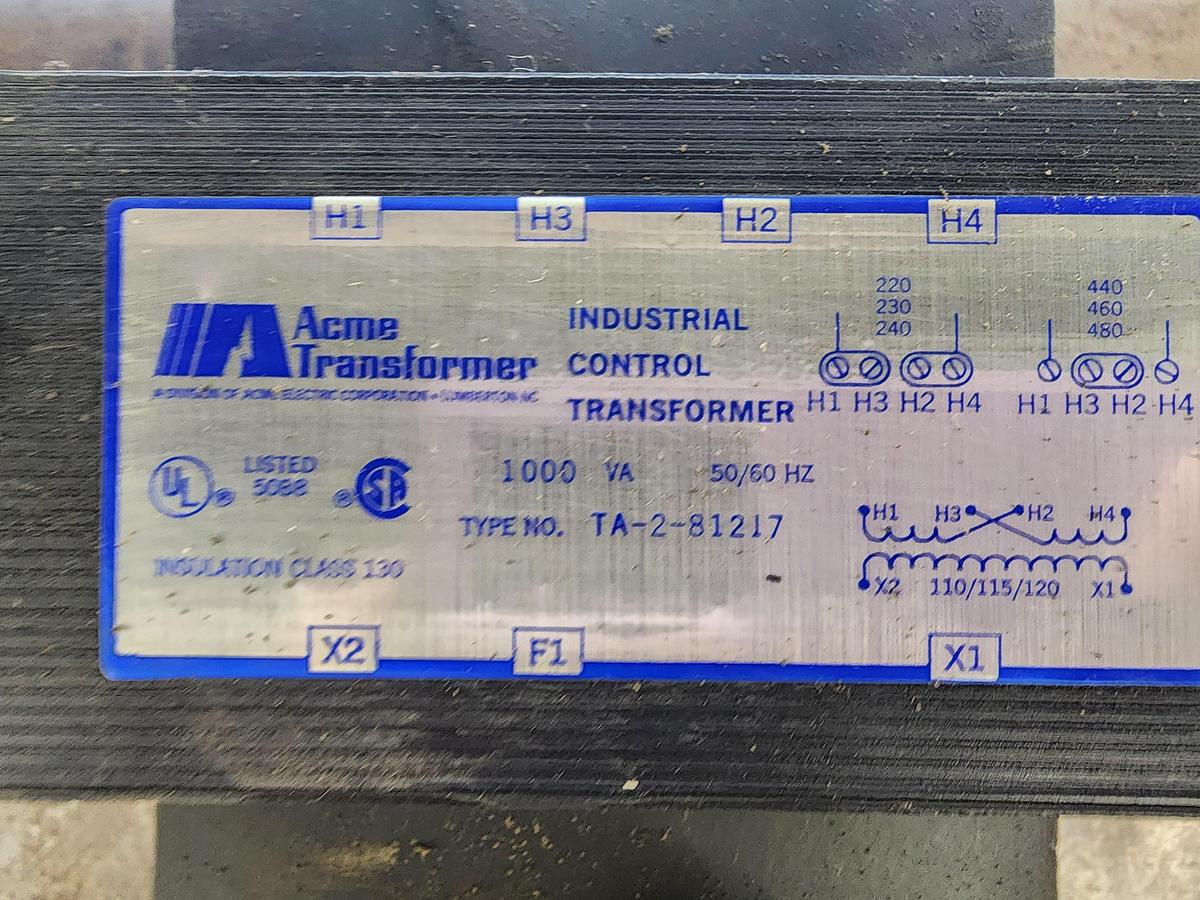 Used Acme Transformer TA-2-81217 1000 VA 50/60Hz Industrial Control Transformer