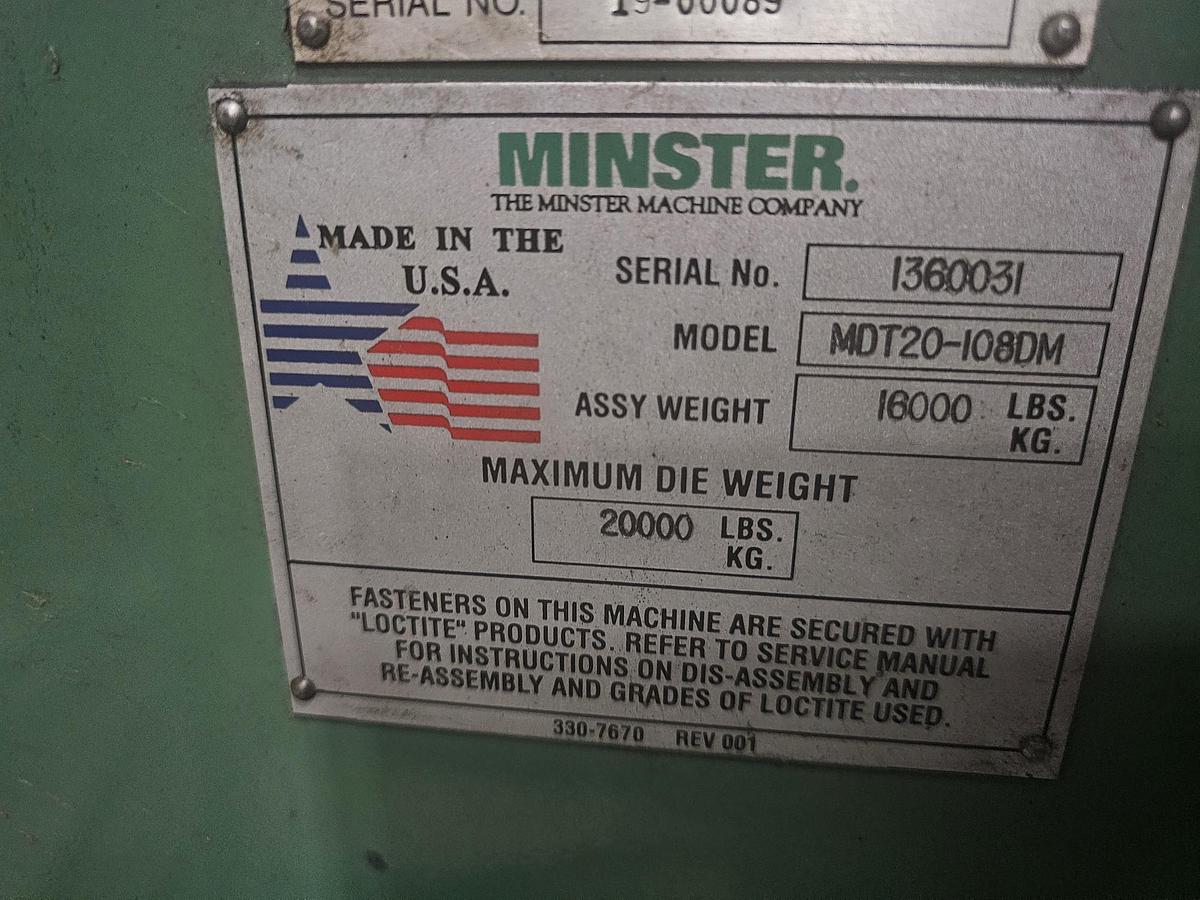 Used MINSTER MDT20-108 DM 20,000 LBS DOUBLE DIE CART