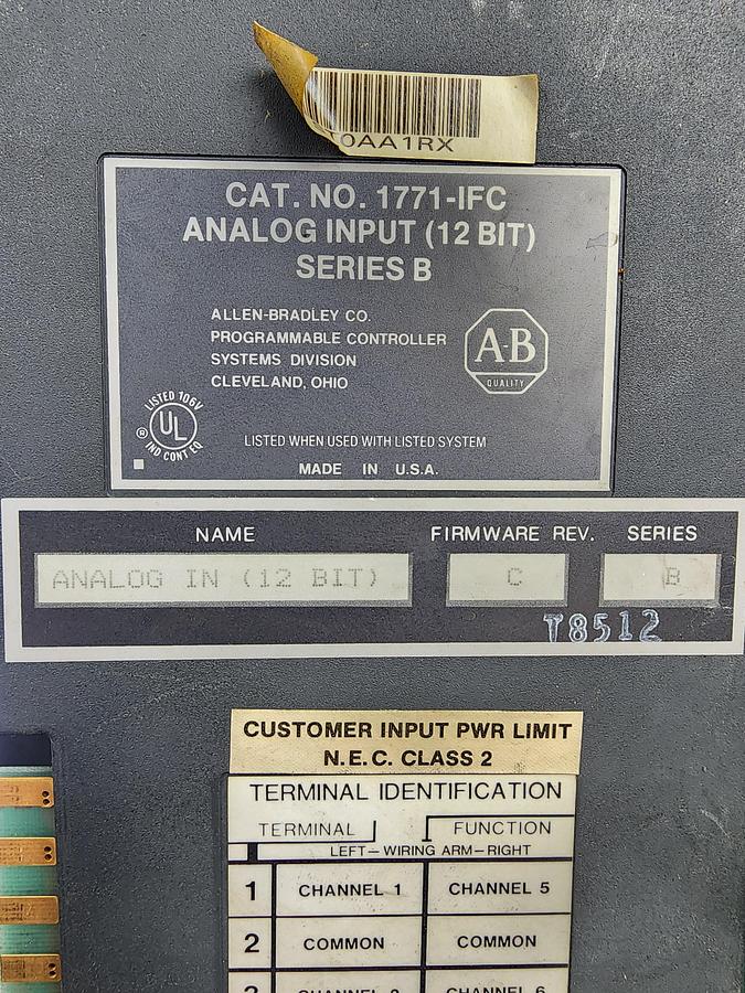 Used Allen-Bradley 1771-IFC 12 Bit Analog Input Module