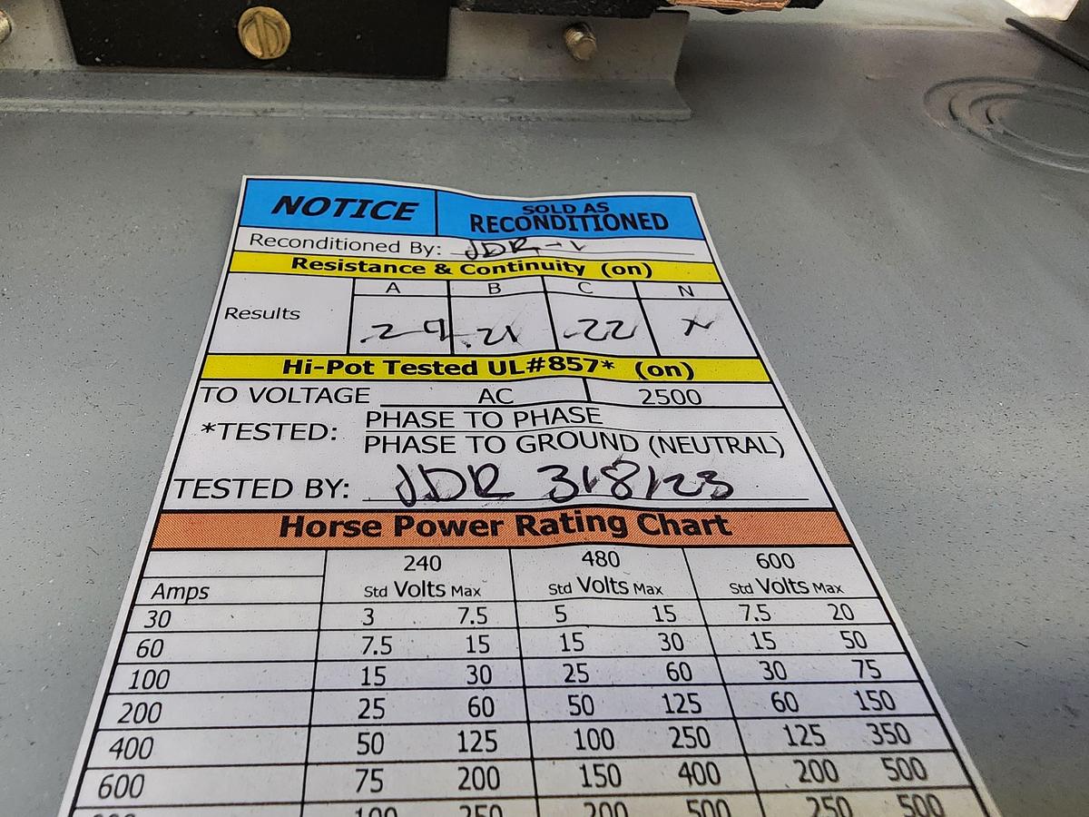 Refurbished Siemens BOS14352 60 AMP 600 V 3 PH I-T-E BD Switch Plug / Bus Plug