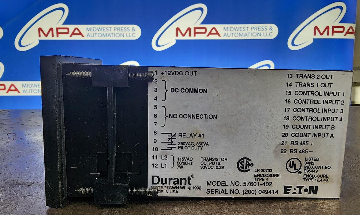 Used Durant Model: 57601-402 Counter