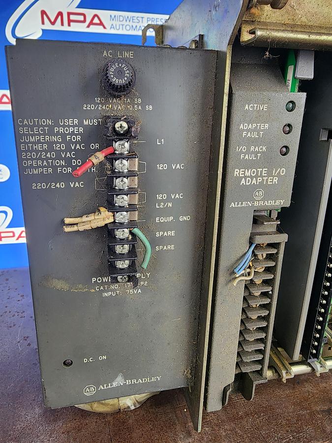 Used Allen-Bradley 1771-A2B 8 Slot I/O Chassis 1771-P2 Power Supply