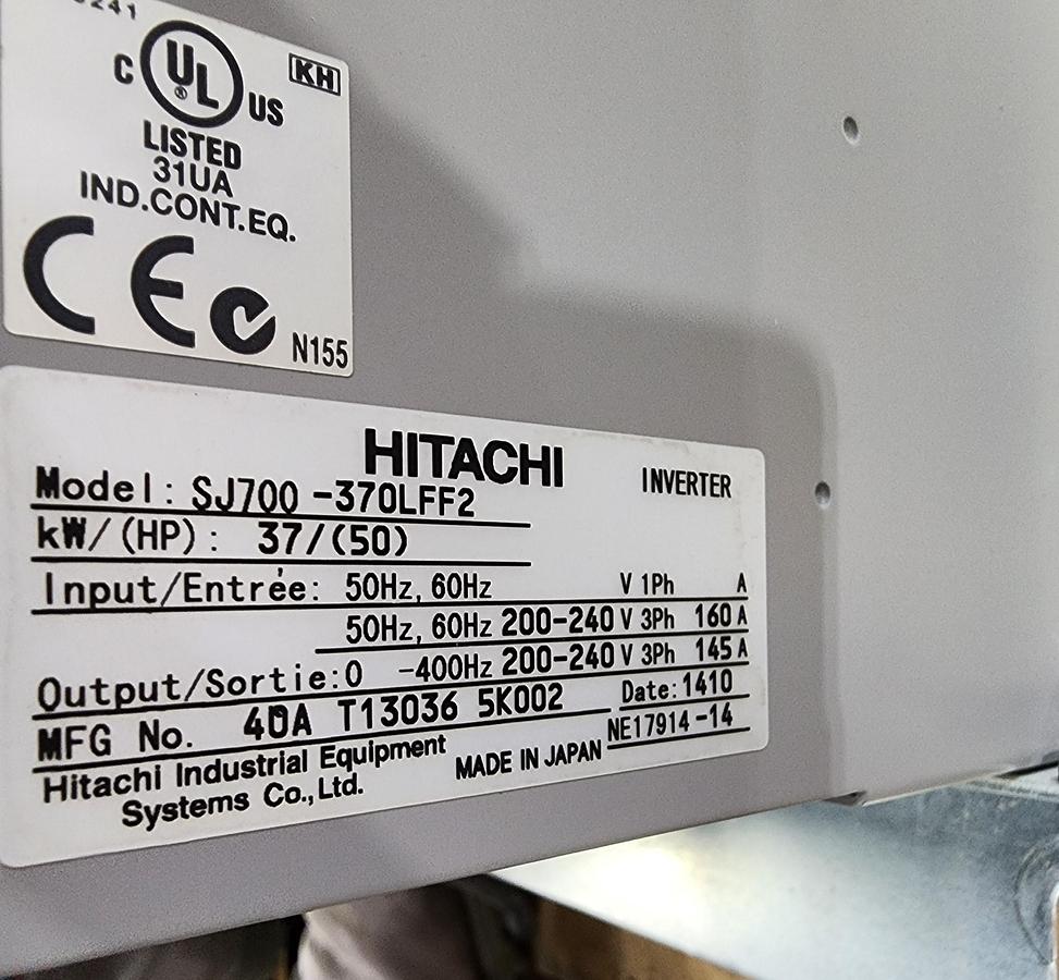 Used Hitachi Model: SJ700-370LFF2 SJ700 Inverter / 37 kw 50 HP