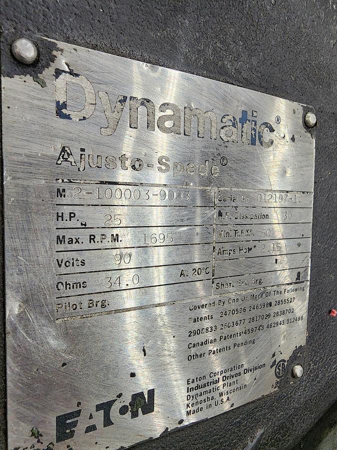 Used Dynamatic 406728410034 Frame: 284 TDZ Type: DP1 1750 RPM 230/460 V 25 HP Motor
