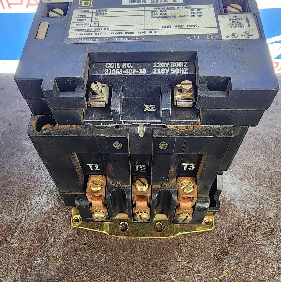 Used Square D Class 8502 Type: SDO2 8502-SDO2 Nema Size 2 Contactor SD02