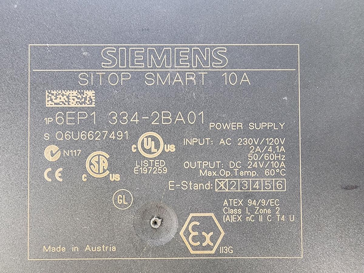 Used Siemens 6EP1 334-2BA01 Sitop Smart 10A Power Supply