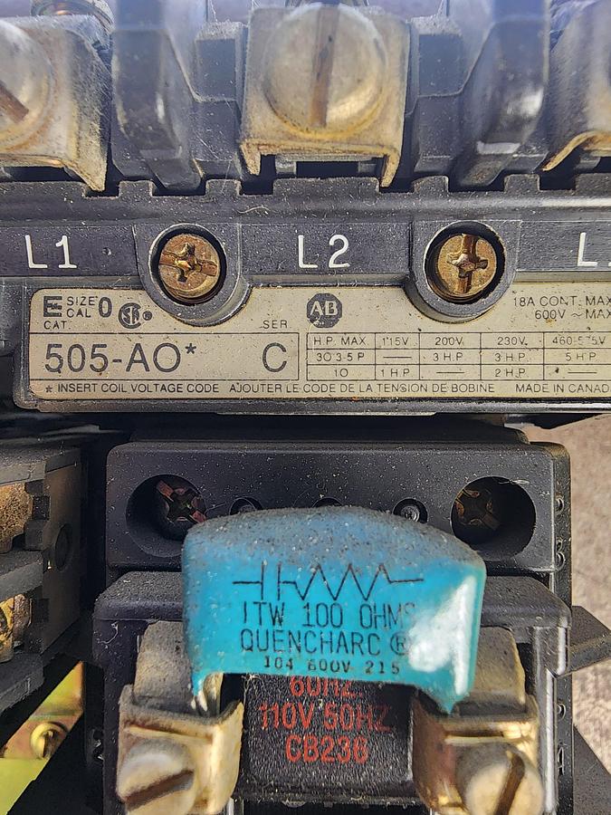 Used Allen-Bradley 505-AO* Size 0 Reversing Starter