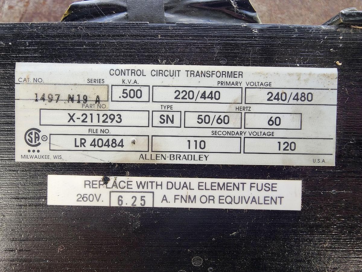 Used Allen-Bradley X-211293 .500 KVA 220/440 240/480 Transformer