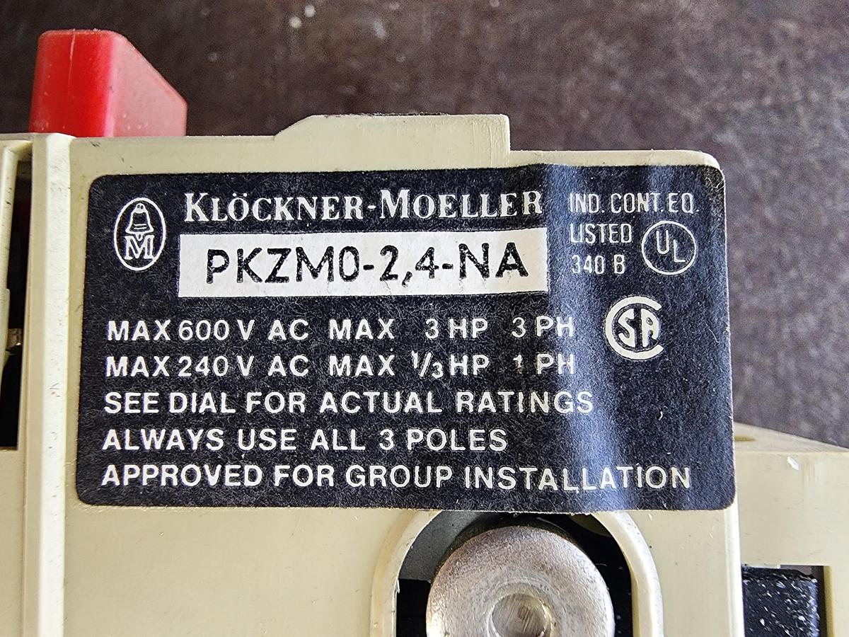 Used Klockner-Moeller PKZMO-2.4-NA Manual Motor Starter