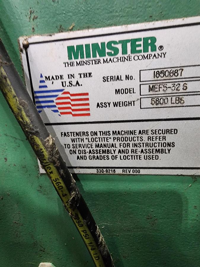Used 32" x .350" MINSTER FEED LINE