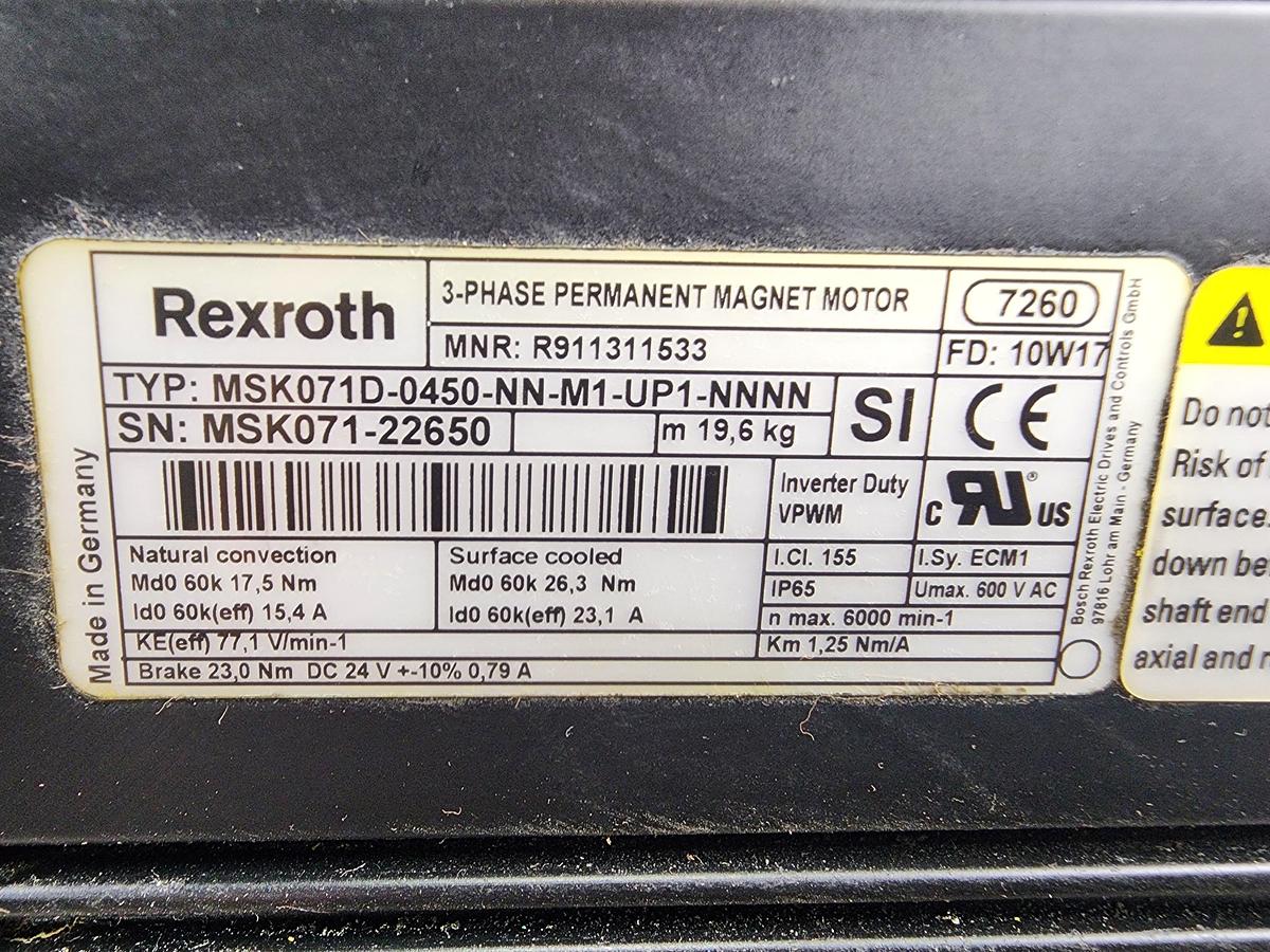 Used Indramat MSK071D-0450-NN-M1-UP1-NNNN Servo Motor