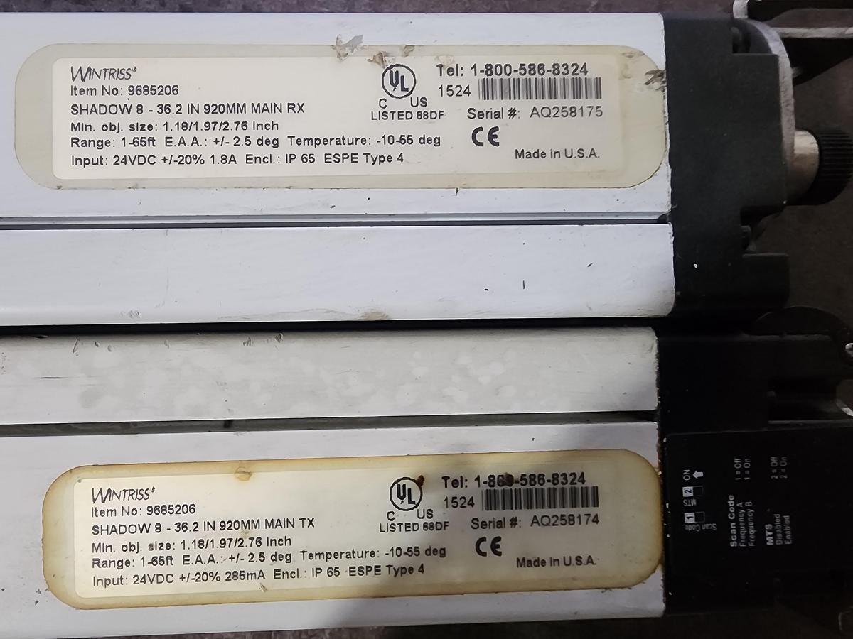 Used Wintriss 9685206 36.2"Shadow 8 Rx and Tx Light Curtain Set