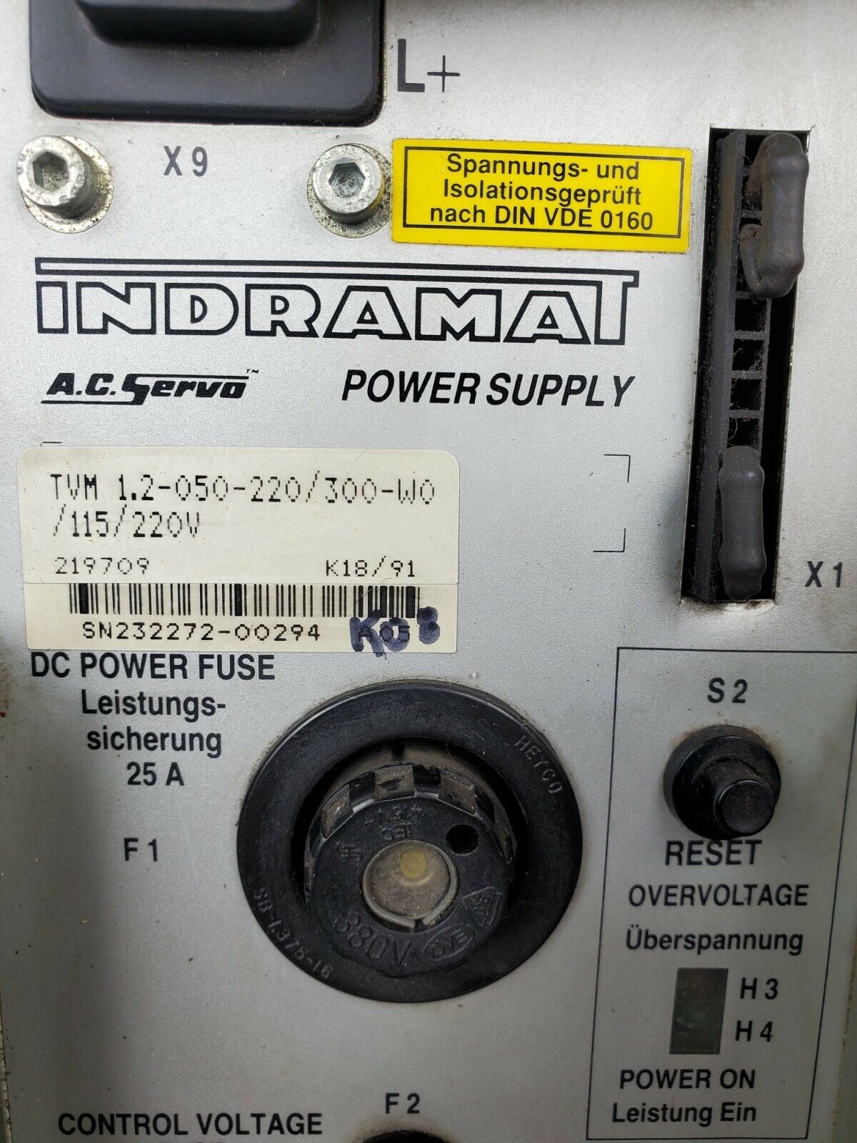 Used Indramat TVM 1.2-050-220/300-W0/115/220V AC Servo Power Supply