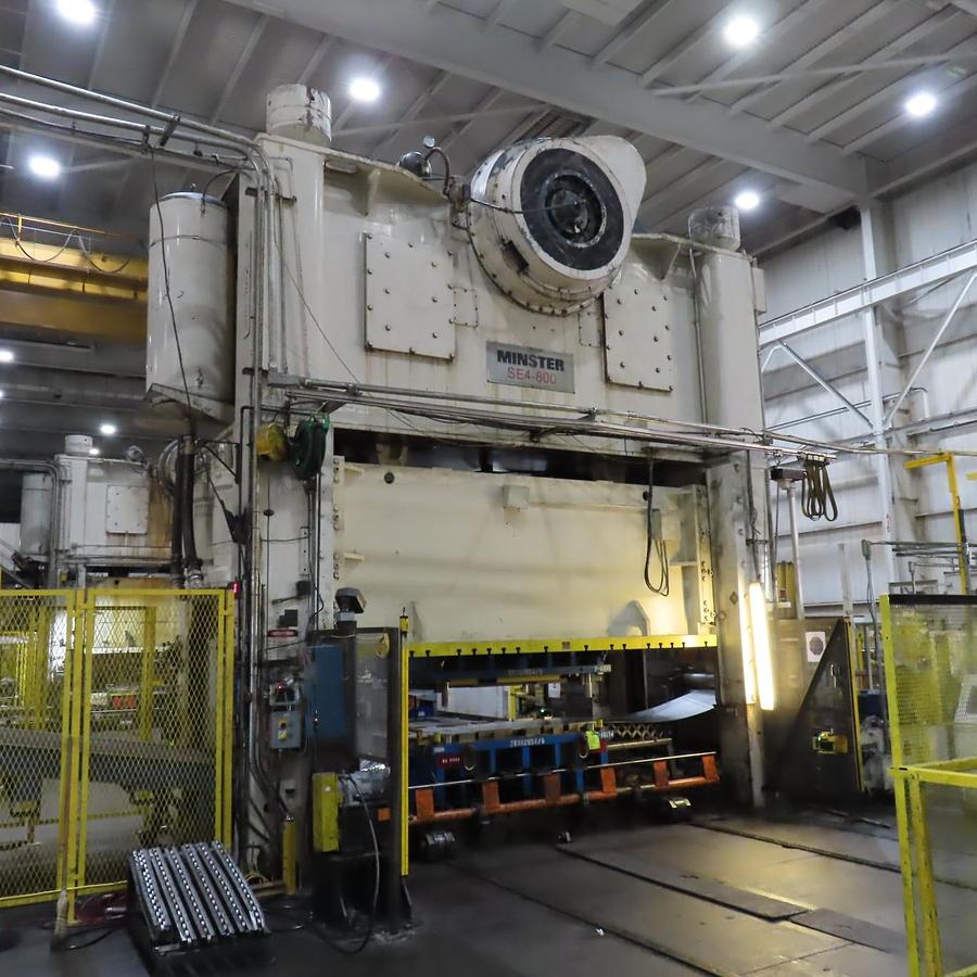 Used 800 TON MINSTER MODEL SE4-800-168 x 84 STRAIGHT SIDE PRESS