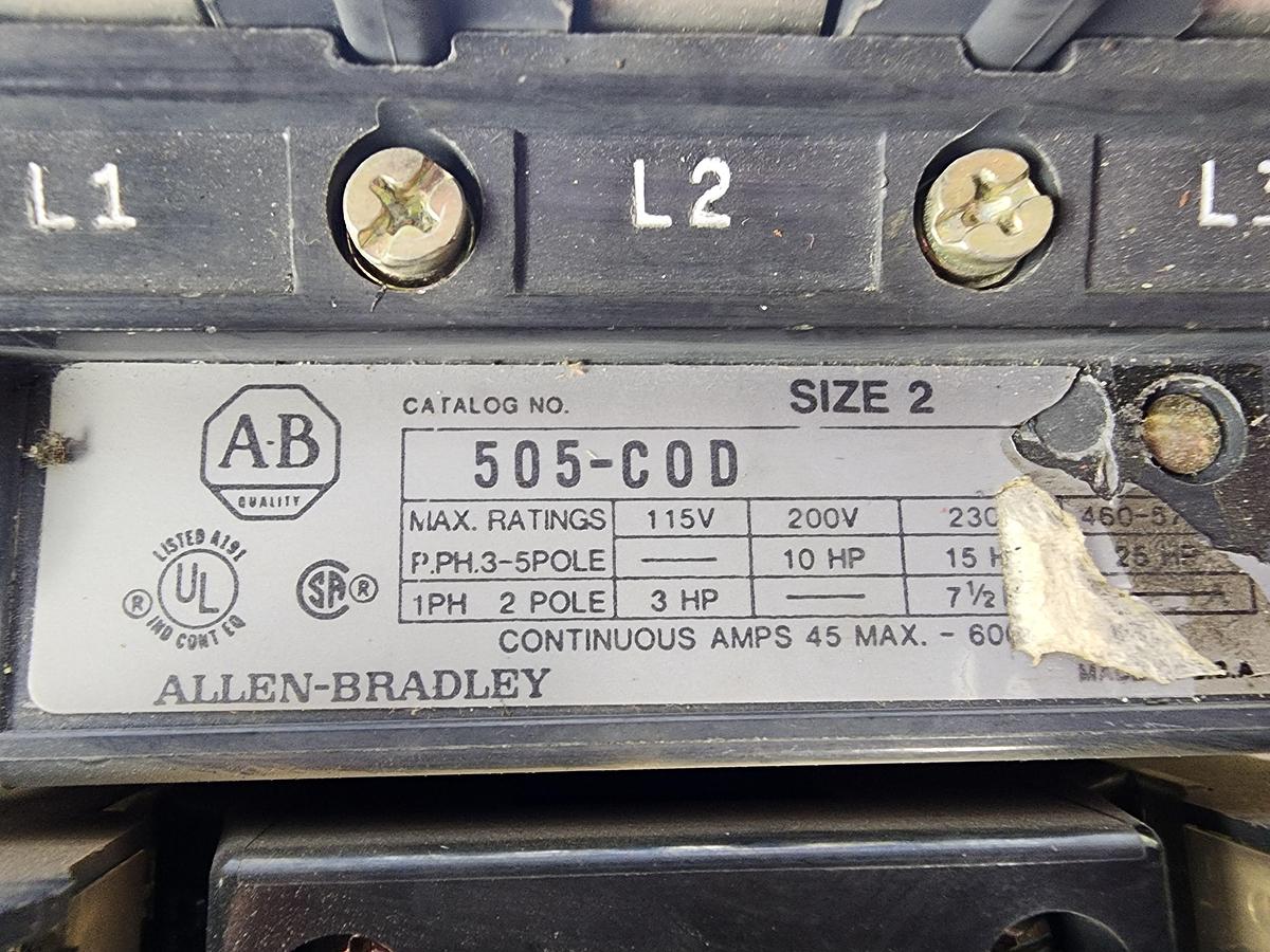 Used Allen-Bradley 505-C0D Size 2 Reversing Starter