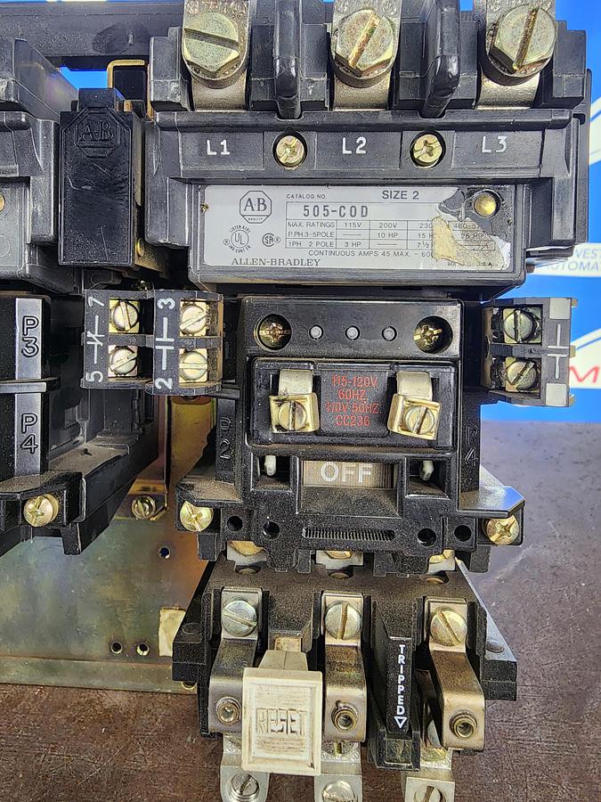 Used Allen-Bradley 505-C0D Size 2 Reversing Starter