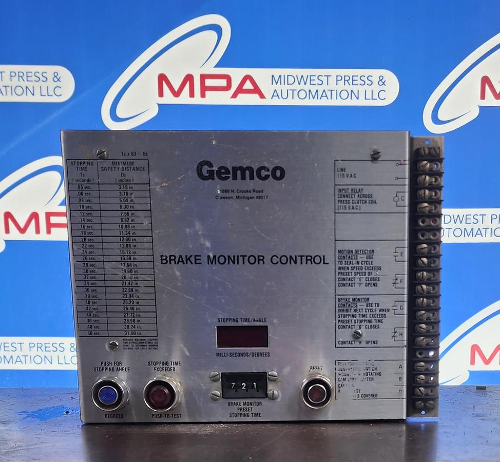 Used Gemco Brake Monitor Control