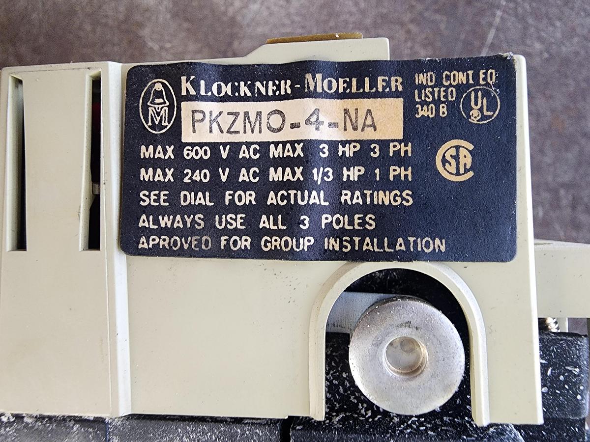 Used Klockner-Moeller PKZMO-4-NA Manual Motor Starter