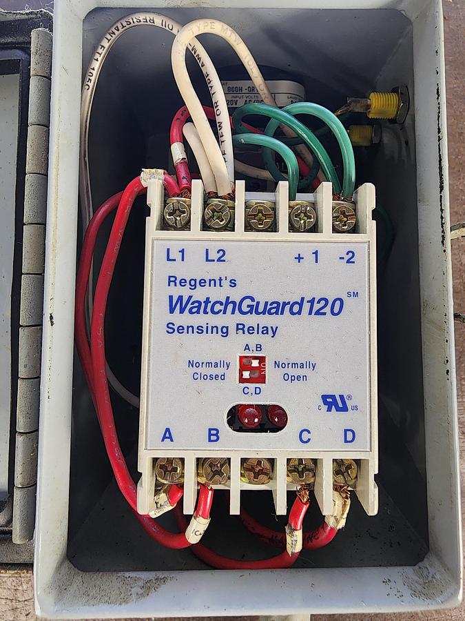 Used Regent WatchGuard120 Sensing Relay with A-604CHFTC Hoffman Enclosure