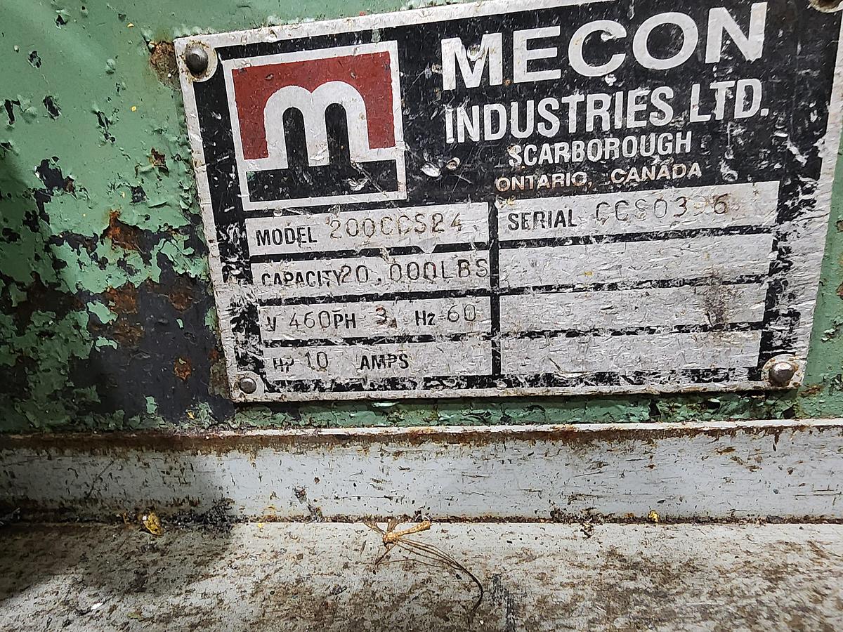 Used 24" WIDE x 20,000 LB MECON CRADLE STRAIGHTENER