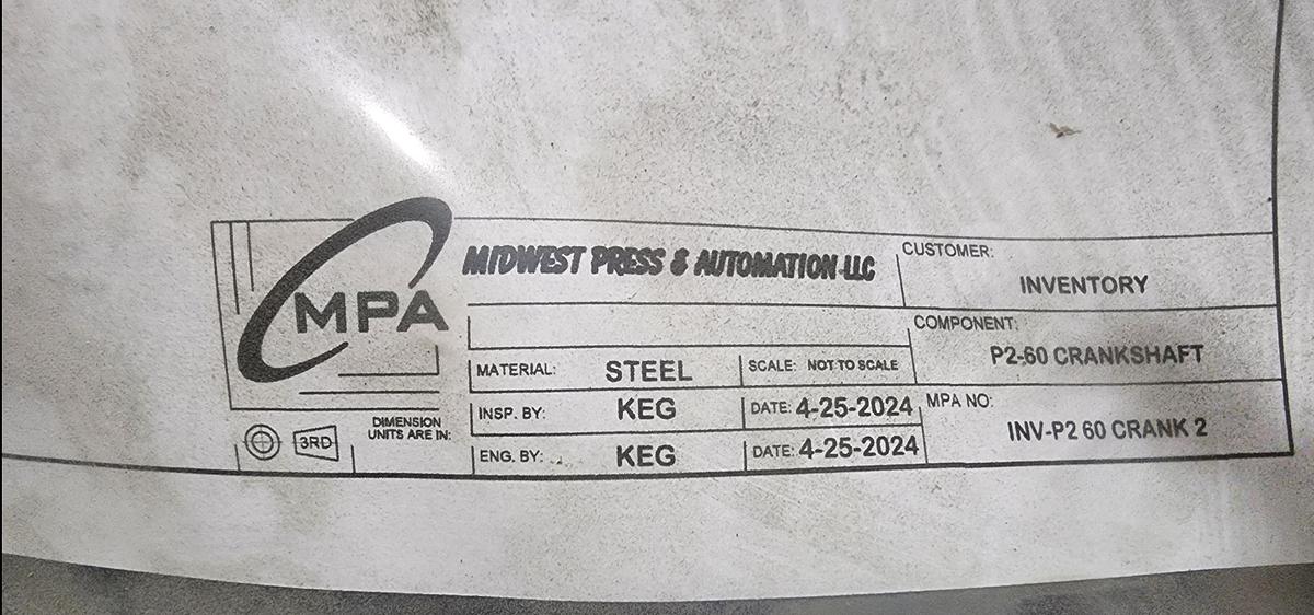 Minster P2-60 3" Stroke Crankshaft