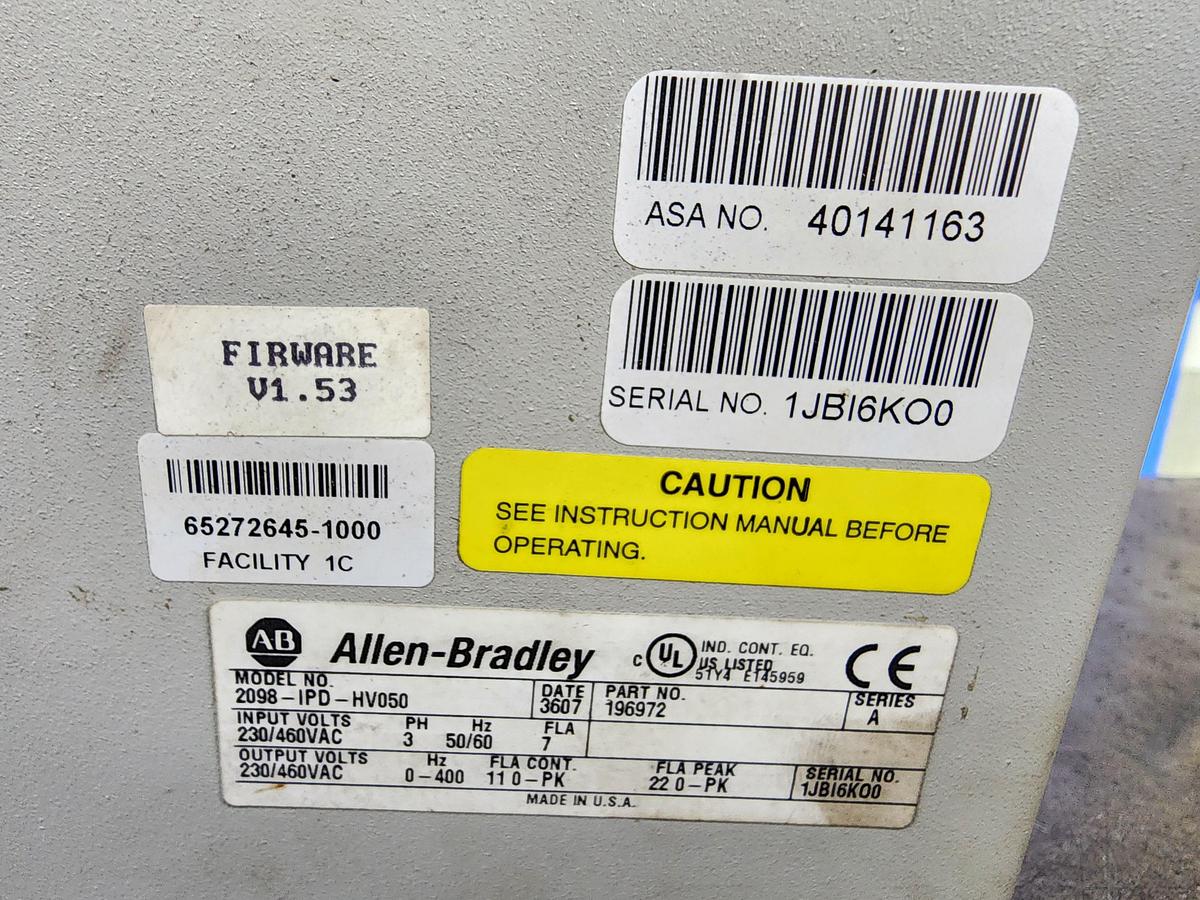 Used Allen-Bradley 2098-IPD-HV050 Ultra 5000 230/460 VAC 3 PH 50/60 Hz 196972