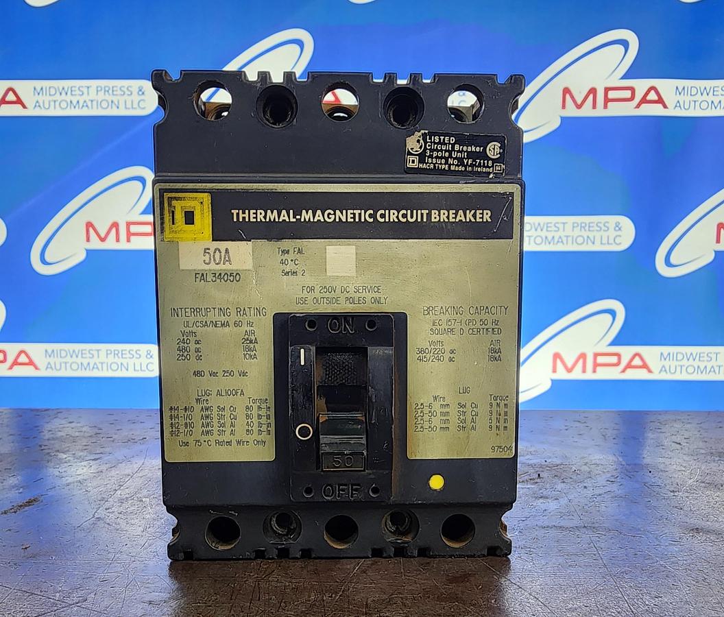 Used Square D FAL34050 50 Amp Circuit Breaker