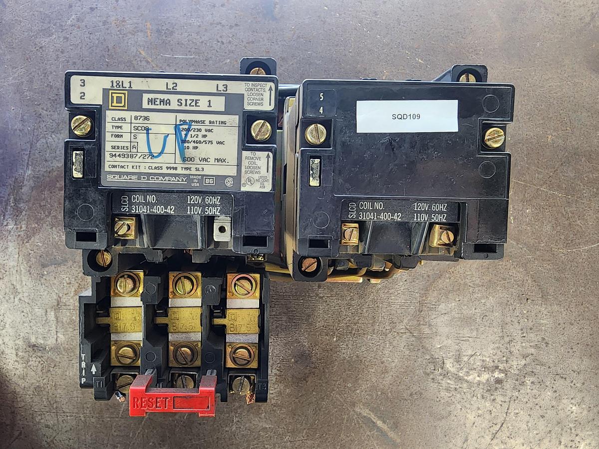 Used Square D 8736SC08 Nema size 1 Reversing Starter Class 8736 Type SC0 8