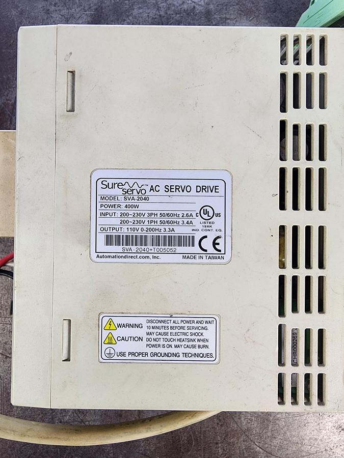 Used Automation Direct SVA-2040 400 W 230V 3PH 60/60Hz 2.6A AC Servo Drive