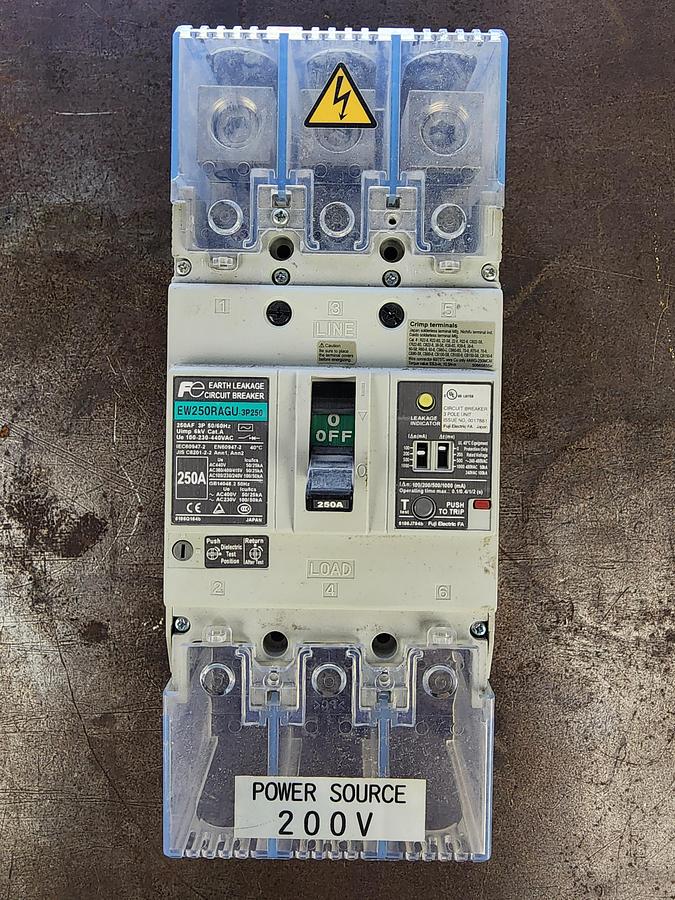 Used Fuji Electric EW250RAGU-3P250 Earth Leakage Circuit Breaker