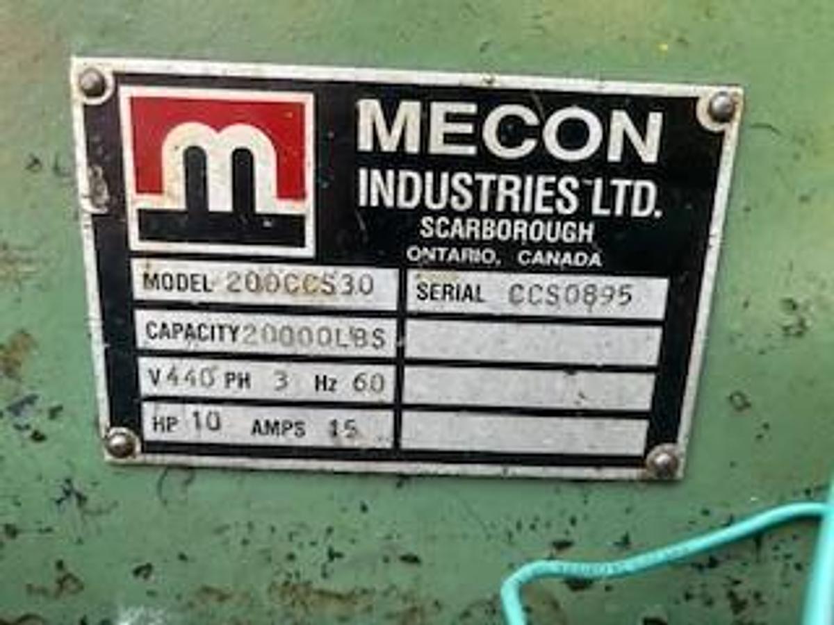 Used 30" WIDE x 20,000 LB MECON CRADLE STRAIGHTENER