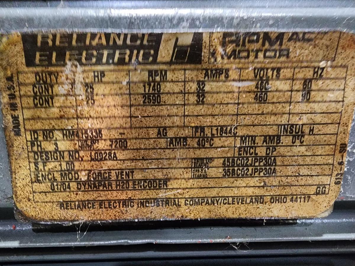 Used Reliance Electric HM415338 3 Phase 1740 / 2590 RPM 32 AMP 460 V 25 HP Motor