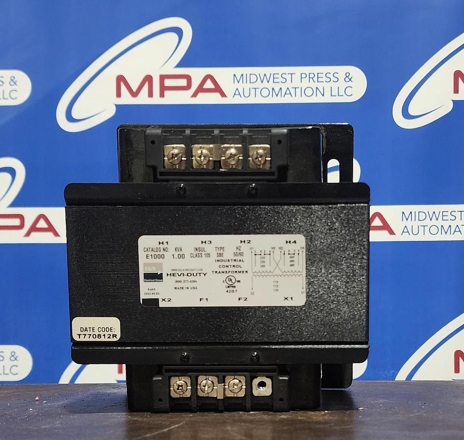 Used Hevi-Duty E1000 1 KVA Type: SBE 50/60 Hz Industrial Control Transformer