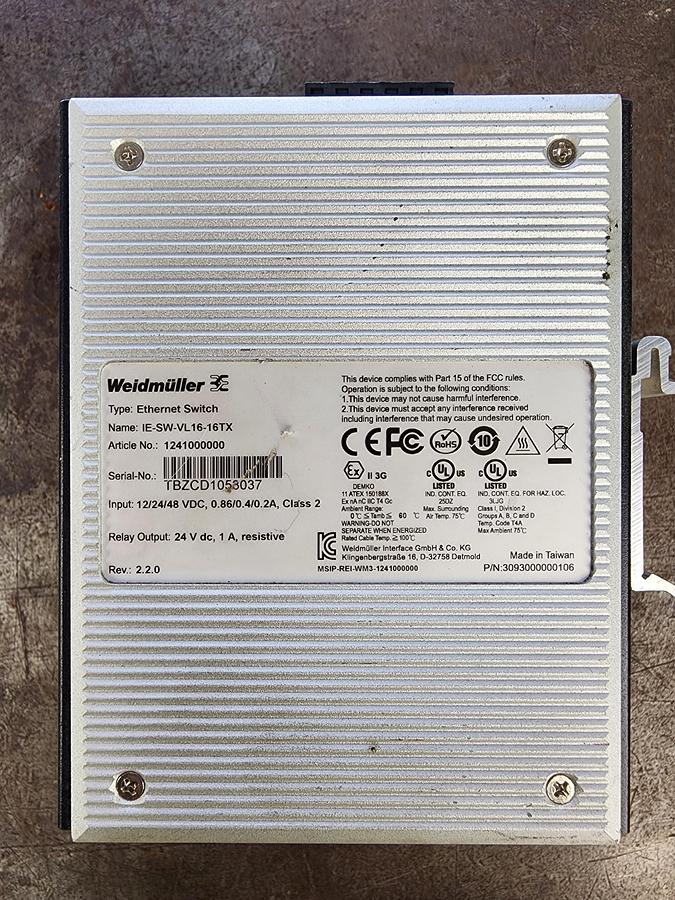 Used Weidmuller IE-SW-VL16-16TX Ethernet Switch