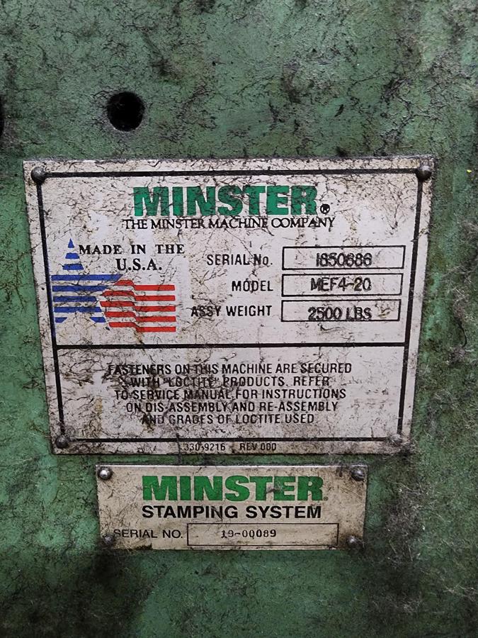 Used 20" x .250" MINSTER FEED LINE