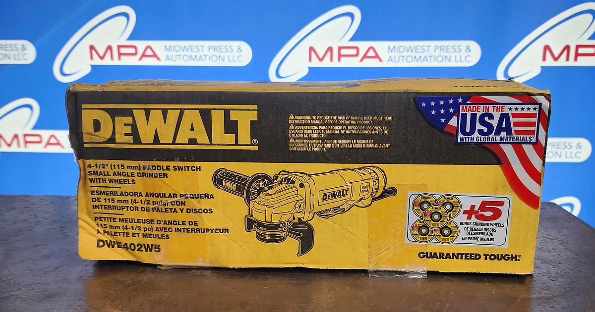 Dewalt DWE402W5 4-12" (115 mm) Paddle Switch Small Angle Grinder w Wheels
