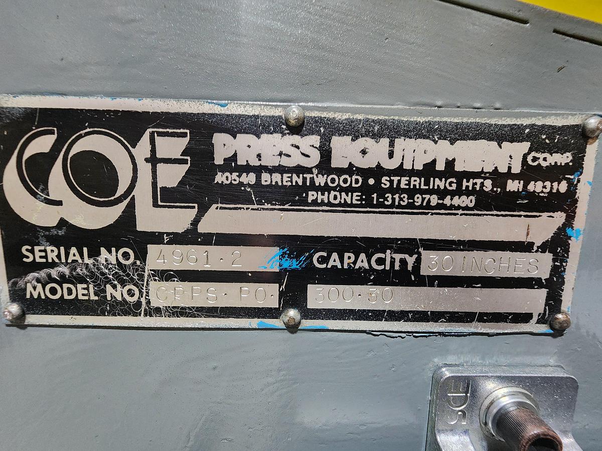 Used 30" x 8,000 LB COE FEED LINE