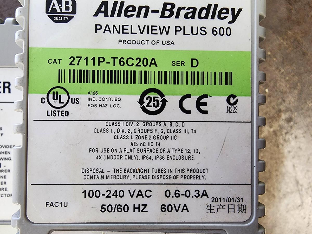 Used Allen-Bradley 2711P-T6C20A Panelview Plus 600