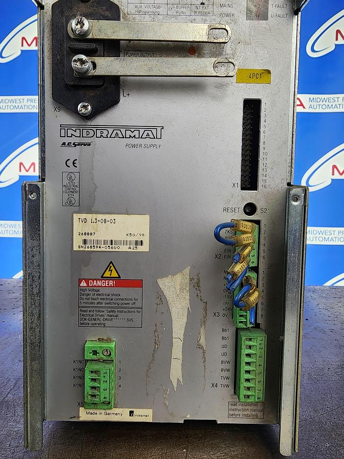 Used Indramat TVD1.3-08-03 AC Servo Power Supply TVD 1.3-08-03