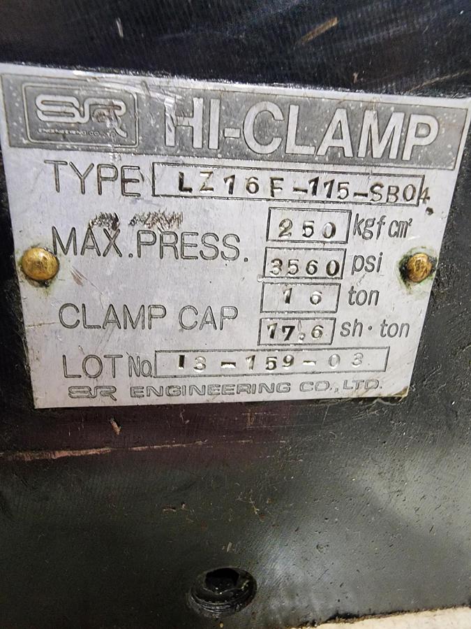 Used SR Engineering Hi-Clamp LZ16F-115-SB04 16 Ton Die Clamp